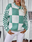 Color Block Round Neck Long Sleeve Sweater