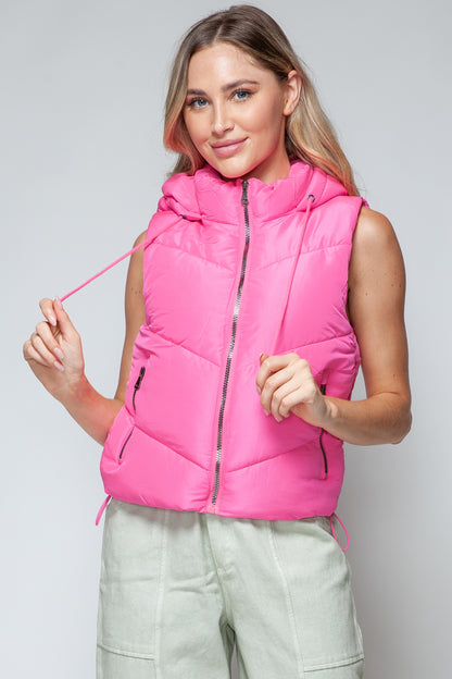 Zip Up Quilted Hooded Vest