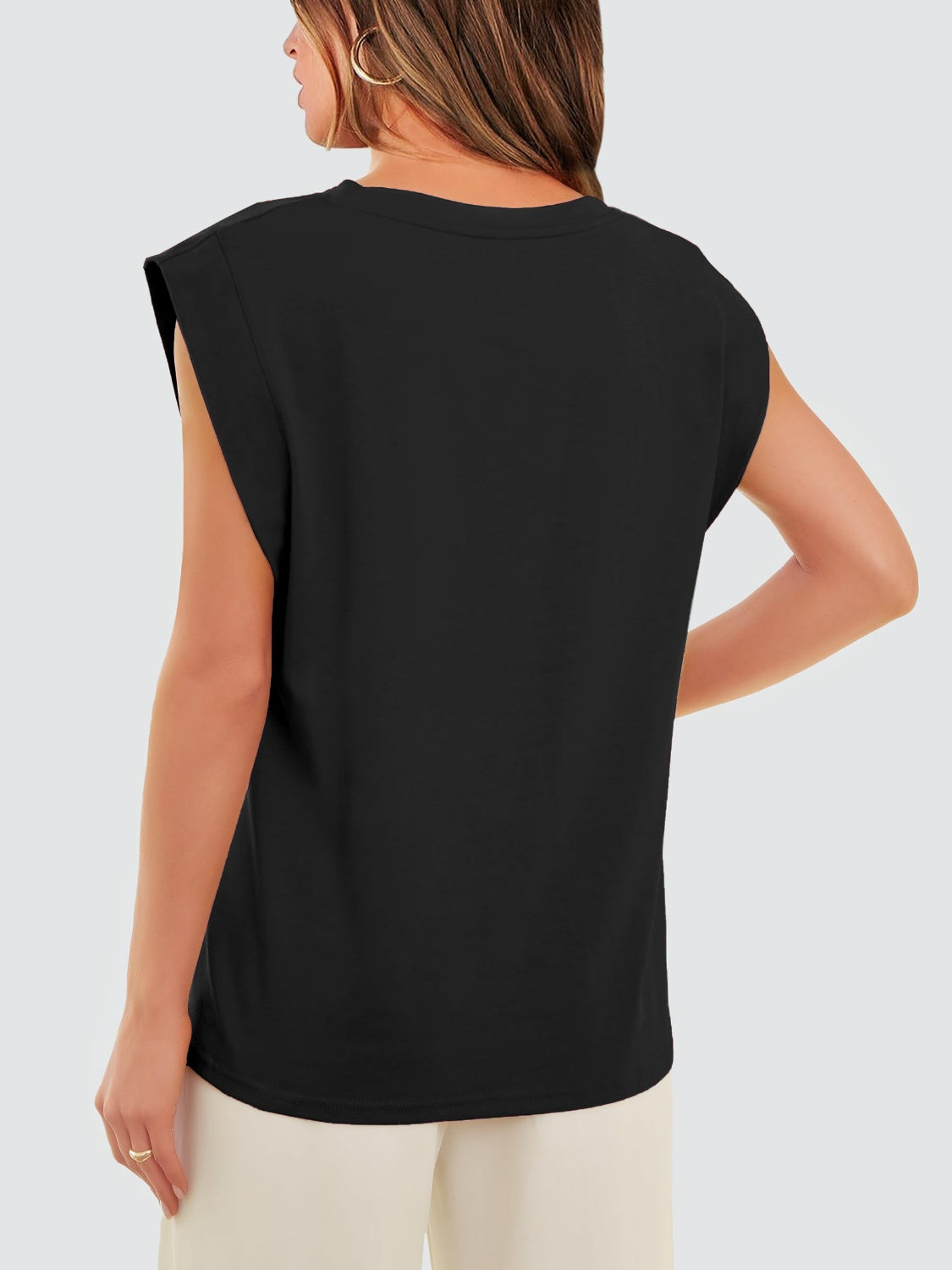 Round Neck Cap Sleeve Top