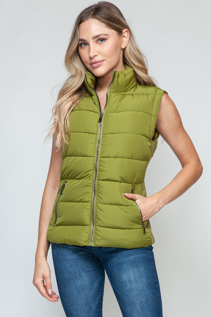 Zip Up Turtleneck Vest with Pockets