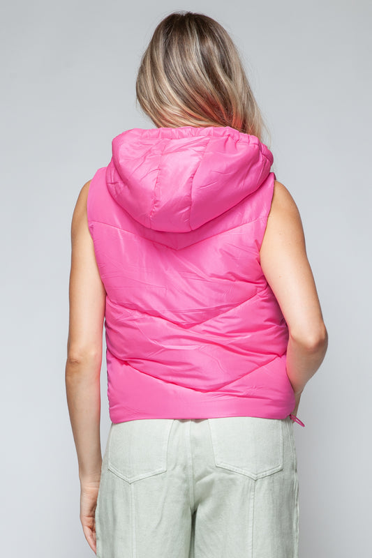 Zip Up Quilted Hooded Vest